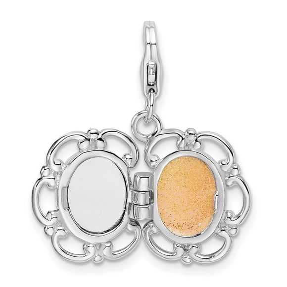 925 Sterling Silver Polished 3-D Enameled Compact Bracelet Charm Lobster Clasp - Picture 5 of 6